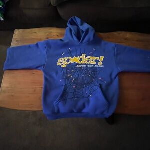 Spider Blue Hoodie with Web Design